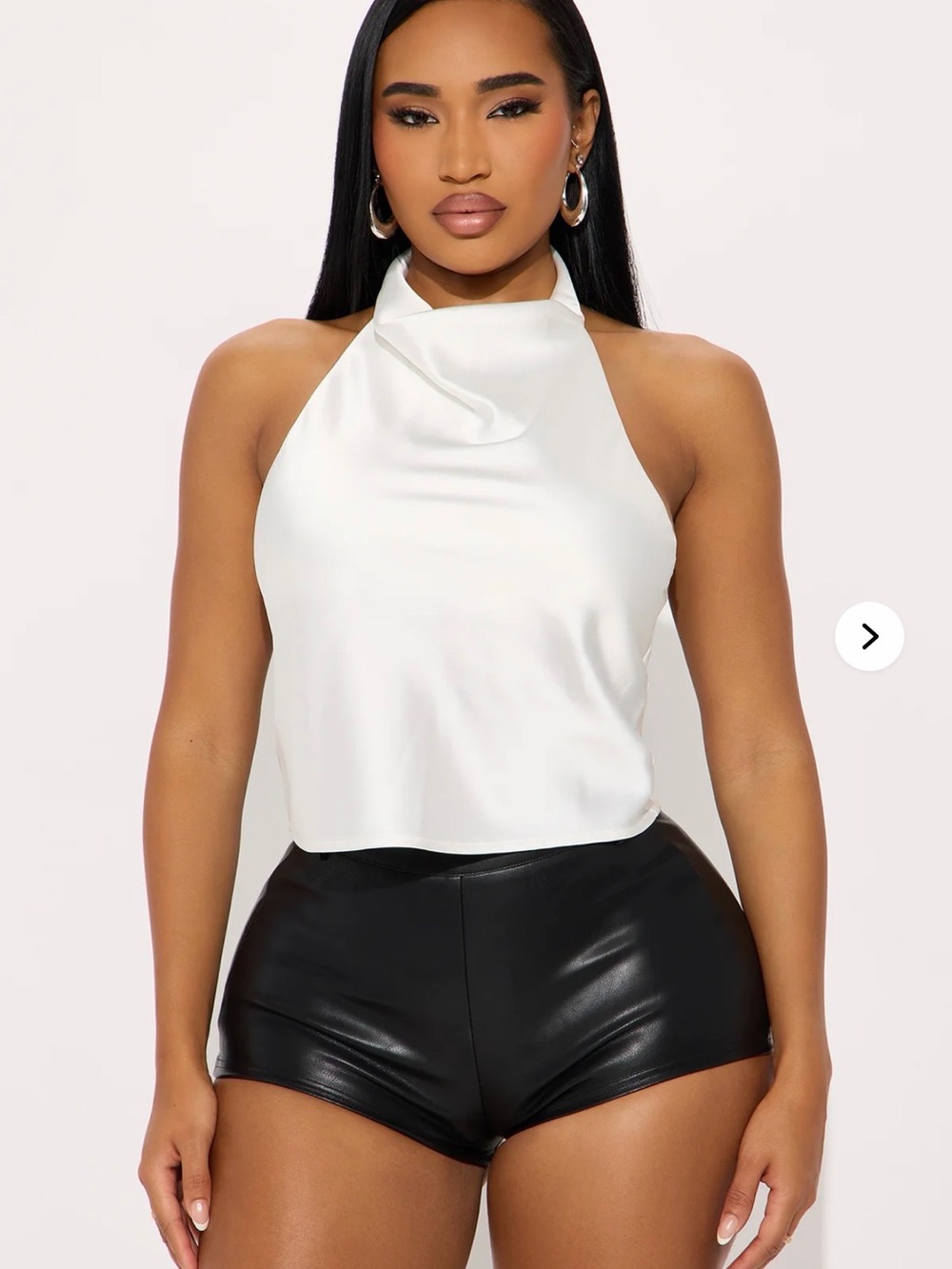 Fashion Nova White Satin Halter Cowl Camisole